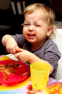 A very happy first time pie eater!